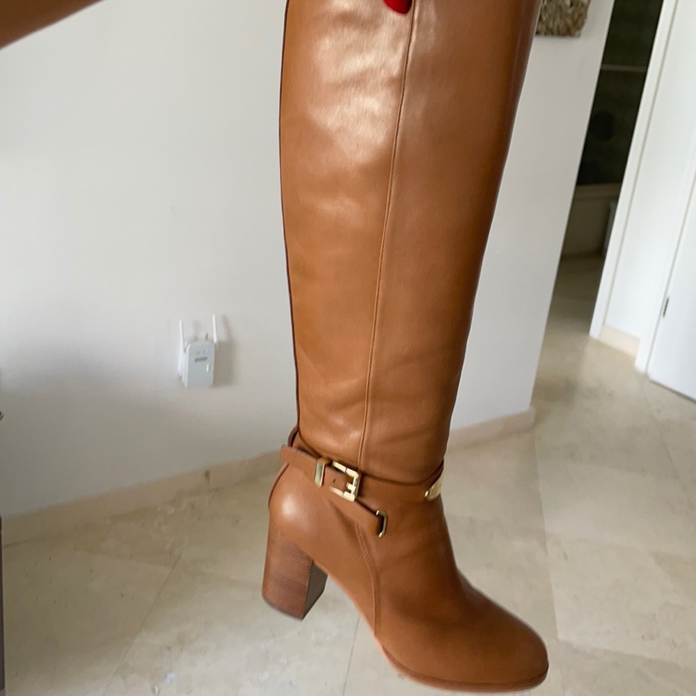 Michael Kors Arley Luggage Color Leather Riding Boots 6M